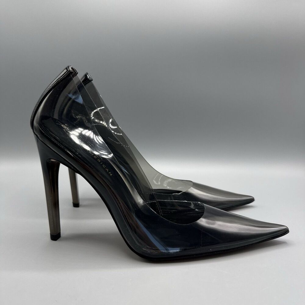 Good American Stiletto Cinderella Clear Smoked Translucent Pumps Women Size 10